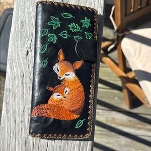 Lavishy vegan leather Embroidered Fox Leather Wallet
